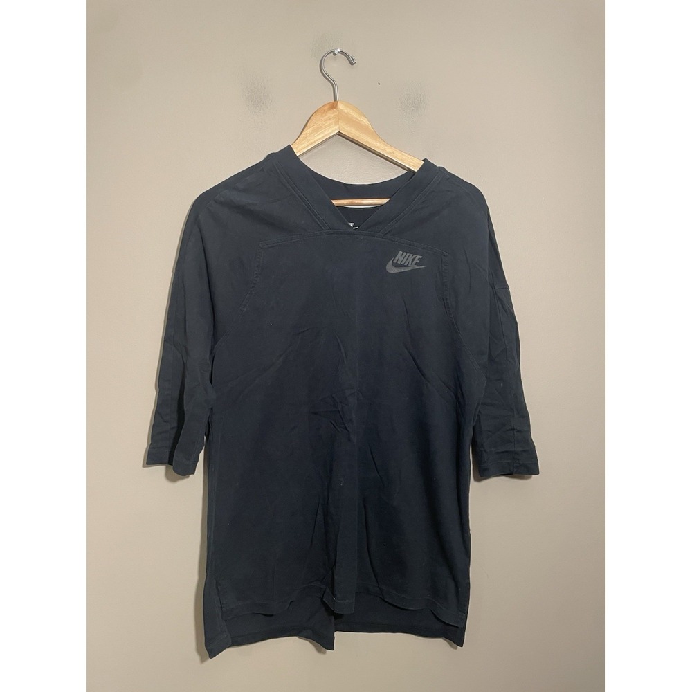 NIKE Just Do It Raglan Shirt Men's Large V-Neck Black - Picture 2 of 6